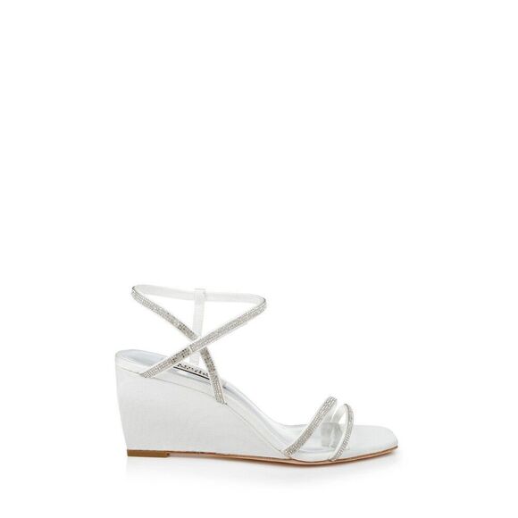 Badgley Mischka Unity Sandals Women's US 7.5 White Rhinestone Wedge Heel ZPO2426 - Picture 7 of 12
